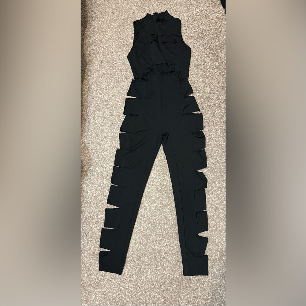 SHEIN Black Cut-Out Jumpsuit Edgy Design